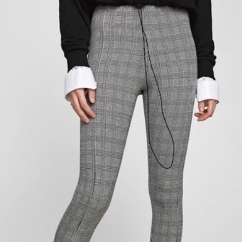 Zara grey plaid knit legging pants